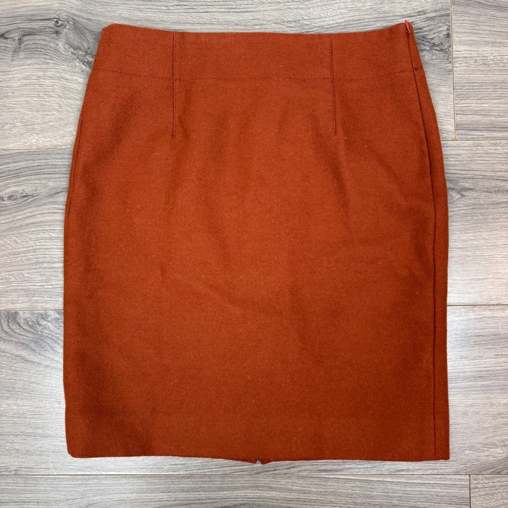 Vintage J.Crew Women's 8P Burnt Orange 100% Wool Pencil Skirt Side Zip Lined